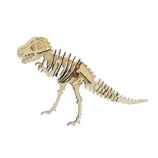 Dinosaur T-Rex DIY 3D Wooden Puzzle, Natural, 9-Inch